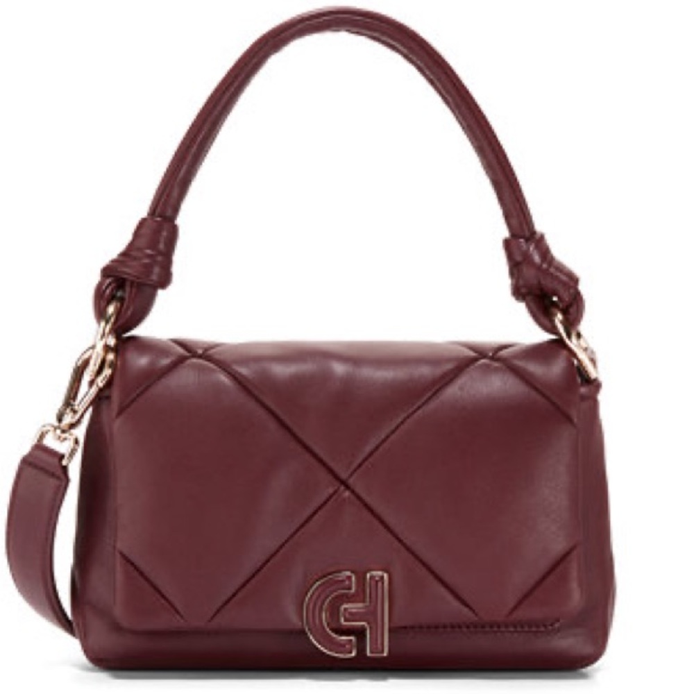 COLE HAAN Quilted Puff Leather Shoulder Bag in purple